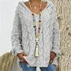 Womens Twist Knit Sweaters Long Sleeve Hoodie V Neck Pullover Sweater Loose Casual Tops S-3XL with 1pcs Chiffon Scarf view 2