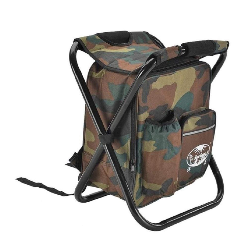 Nuojie Camping Folding Chair Outdoor Fishing Chair Bag Folding Camping Stool Portable Backpack Cooler Insulated Picnic Bag Hiking Seat Table Bag Bear 150KG (Color : with backrest)