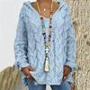 Womens Twist Knit Sweaters Long Sleeve Hoodie V Neck Pullover Sweater Loose Casual Tops S-3XL with 1pcs Chiffon Scarf view 2