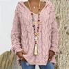 Womens Twist Knit Sweaters Long Sleeve Hoodie V Neck Pullover Sweater Loose Casual Tops S-3XL with 1pcs Chiffon Scarf view 3