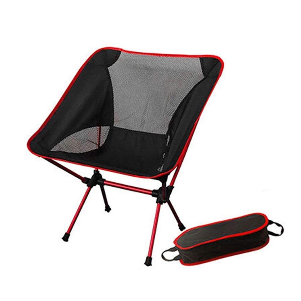 Nuojie Camping Folding Chair Portable Gray Moon Chair Fishing Camping Stool Folding Extended Hiking Seat with Pocket Ultralight Home Furniture (Color : SF73300RE)