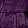 WDIRARA Women' Silk Satin Pajamas Set 4pcs Lingerie Floral Lace Cami Sleepwear with Robe Black and Purple M view 3