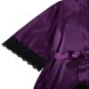 WDIRARA Women' Silk Satin Pajamas Set 4pcs Lingerie Floral Lace Cami Sleepwear with Robe Black and Purple M view 4