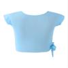Kaerm Kids Girls Ballet Gymnastics Dance Shirts Tops Mesh Cover Up Workout Training Tee Activewear Sky Blue 3-4 view 1