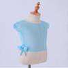 Kaerm Kids Girls Ballet Gymnastics Dance Shirts Tops Mesh Cover Up Workout Training Tee Activewear Sky Blue 3-4 view 4