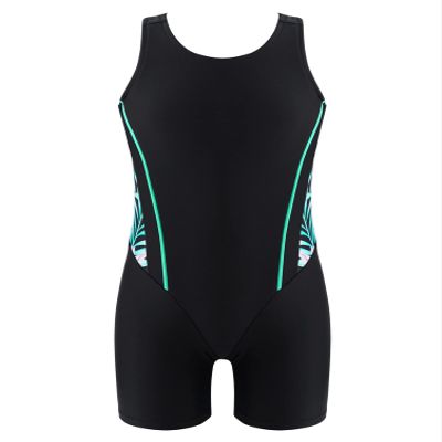 YONGHS Kids Girls One Piece Swimsuit Racer Back Swimwear Sleeveless Rashguards Bathing Suit Pink Lily&Black 14 Years
