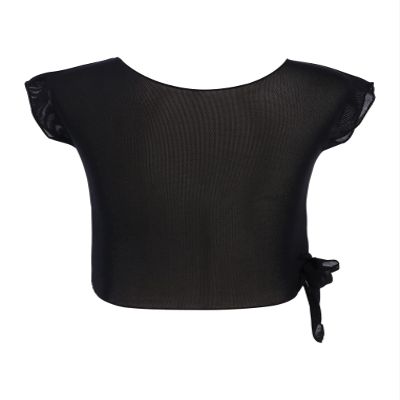 Kaerm Kids Girls Ballet Gymnastics Dance Shirts Tops Mesh Cover Up Workout Training Tee Activewear Black 3-4