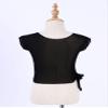Kaerm Kids Girls Ballet Gymnastics Dance Shirts Tops Mesh Cover Up Workout Training Tee Activewear Black 3-4 view 3