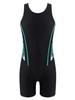 YONGHS Kids Girls One Piece Swimsuit Racer Back Swimwear Sleeveless Rashguards Bathing Suit Pink Lily&Black 12 Years view 1