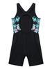 YONGHS Kids Girls One Piece Swimsuit Racer Back Swimwear Sleeveless Rashguards Bathing Suit Pink Lily&Black 12 Years view 4
