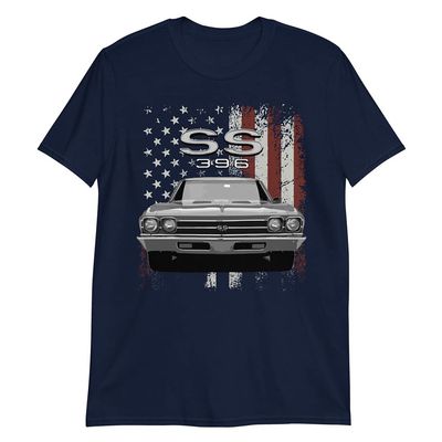 1969 Chevy Chevelle SS 396 Classic American Muscle Car Short-Sleeve Mens T-Shirt Navy
