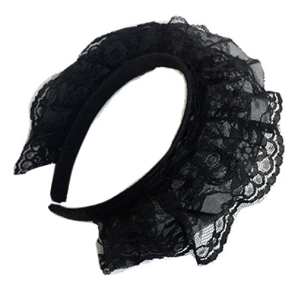 Girls Lace Hair Hoop with Multilayer Lace Headdress Cute Maid Headpiece Kawaii Anime Gothic Cosplay Headband lace Hair Hoop Multilayer lace