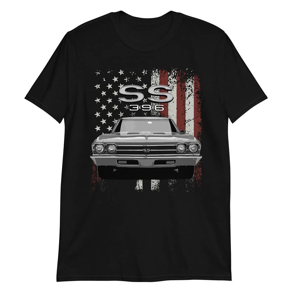 1969 Chevy Chevelle SS 396 Classic American Muscle Car Graphic T-Shirt | Vintage Car Enthusiast Gift Black