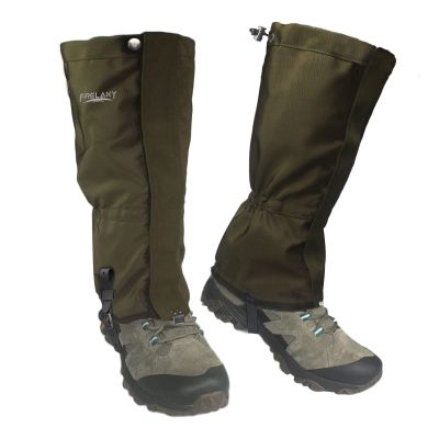 Frelaxy Leg Gaiters 100% Waterproof Hiking Gaiters, Hunting Gaiters with Upgraded Rubber Foot Strap, Adjustable Snow Boot Gaiters for Skiing Motorcycle Snowshoeing (Olive Green, XL)