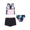 Hedmy Kids Girls 3 Pieces Tankini Swimsuit Set Sleeveless Floral Print Swim Tops with Shorts Bottoms Bathing Suit Black Floral 12 Years view 2