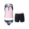 Hedmy Kids Girls 3 Pieces Tankini Swimsuit Set Sleeveless Floral Print Swim Tops with Shorts Bottoms Bathing Suit Black Floral 12 Years view 3