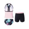 Hedmy Kids Girls 3 Pieces Tankini Swimsuit Set Sleeveless Floral Print Swim Tops with Shorts Bottoms Bathing Suit Black Floral 12 Years view 4