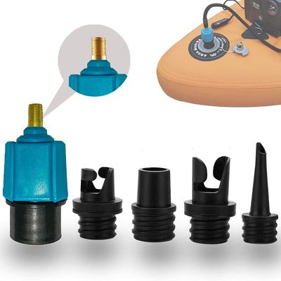 FIPASEN Paddle Board Pump Adapter, Compressor Air Valve Converter, Air Pump Adapter with 4 Air Valve Nozzles for Inflatable Boat, Stand Up Paddle Board - for Use Only with 7mm Bore Air Hose Ports
