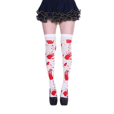 Bloody Women Stockings Blood Splattered High Socks Halloween Cosplay Costume
