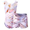 Dancina Set Girls Gymnastics Outfit Leotard and Shorts Size 10 Pink Gold view 1