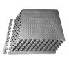 XQKXHZ Foam Floor Mats Interlocking Exercise Mat 60 x 60 x 1.2 cm Non Slip Puzzle Flooring Tiles Gym Mat with Borders for Sports, Fitness, Workout (Leaf) 12 Pieces,Gray view 1