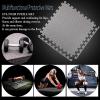 XQKXHZ Foam Floor Mats Interlocking Exercise Mat 60 x 60 x 1.2 cm Non Slip Puzzle Flooring Tiles Gym Mat with Borders for Sports, Fitness, Workout (Leaf) 12 Pieces,Gray view 3