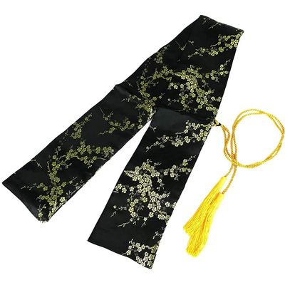 GOONSDS Silk Sword Carrying Bag Case for Japanese Samurai, Wakizashi and Chinese Tai Chi Swords, Black, Floral Pattern, 51 inch X 5 inch
