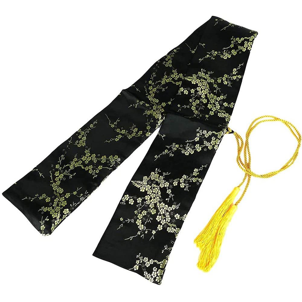 GOONSDS Silk Sword Carrying Bag Case for Japanese Samurai, Wakizashi and Chinese Tai Chi Swords, Black, Floral Pattern, 51 inch X 5 inch