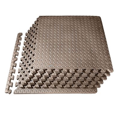 XQKXHZ Foam Floor Mats Interlocking Exercise Mat 60 x 60 x 1.2 cm Non Slip Puzzle Flooring Tiles Gym Mat with Borders for Sports, Fitness, Workout (Leaf) 12 Pieces,Brown