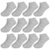 BOOPH 12 Pairs Kids Ankle Socks Boys Girls Half Cushion Socks 6-8 Years Grey view 1