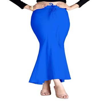 SCUBE DESIGNS Women's Flare Saree Shapewear Petticoat, Cotton Blended Shape Wear for Saree (2XL, Blue)