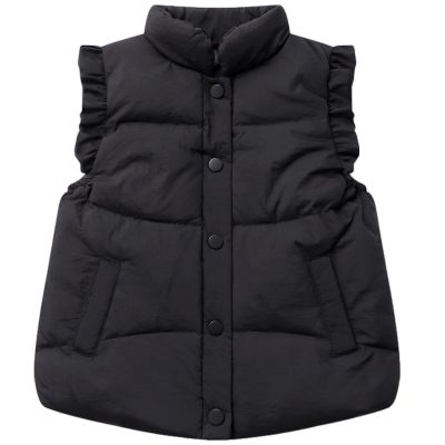 Happy Cherry Cute Little Girls Vests Outerwear Puffer Down Sleeveless Vests Padded Lightweight Jacket Waistcoat for Winter Autumn Black 5-6X