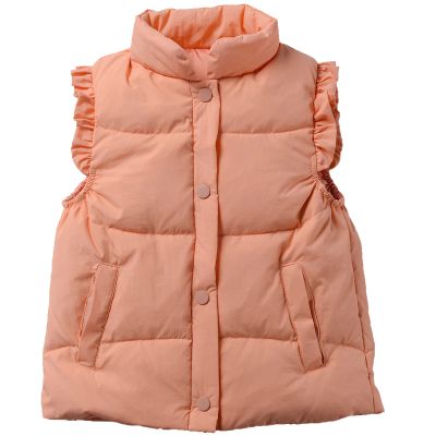 Happy Cherry Kids Boys Girls Autumn Winter Warm Down Padded Vest Button Sleeveless Jacket Waistcoat Outwear Cute Puffer Clothes for Baby Orange 5-6X