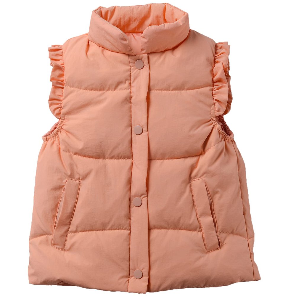 Happy Cherry Kids Boys Girls Autumn Winter Warm Down Padded Vest Button Sleeveless Jacket Waistcoat Outwear Cute Puffer Clothes for Baby Orange 5-6X