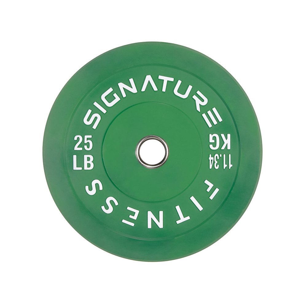 Signature Fitness 2" Olympic Bumper Plate Weight Plates with Steel Hub, 25LB Single, Colored