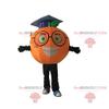 SPOTSOUND Orange REDBROKOLY Mascot with glasses and a graduate hat view 1