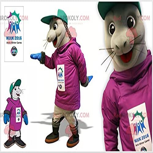 SPOTSOUND Gray seal sea lion REDBROKOLY Mascot with a cap