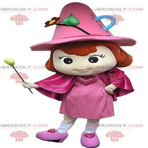 SPOTSOUND Pink fairy REDBROKOLY Mascot with a hat and a wand