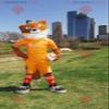 SPOTSOUND Orange and white fox REDBROKOLY Mascot in yellow sportswear