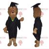 SPOTSOUND Brown lion REDBROKOLY Mascot dressed as a young graduate. Graduate suit view 1