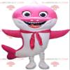 SPOTSOUND Very smiling pink and white shark REDBROKOLY Mascot, sea costume view 1