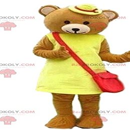 SPOTSOUND Teddy bear REDBROKOLY Mascot, female bear costume, female REDBROKOLY Mascot