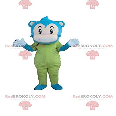 SPOTSOUND Blue beige and green snowman monkey REDBROKOLY Mascot