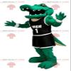 SPOTSOUND Green crocodile REDBROKOLY Mascot in black sportswear view 1
