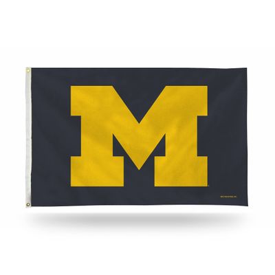 Rico Industries NCAA Michigan Wolverines Grey 3' x 5' Banner Flag Single Sided - Indoor or Outdoor - Home Dcor