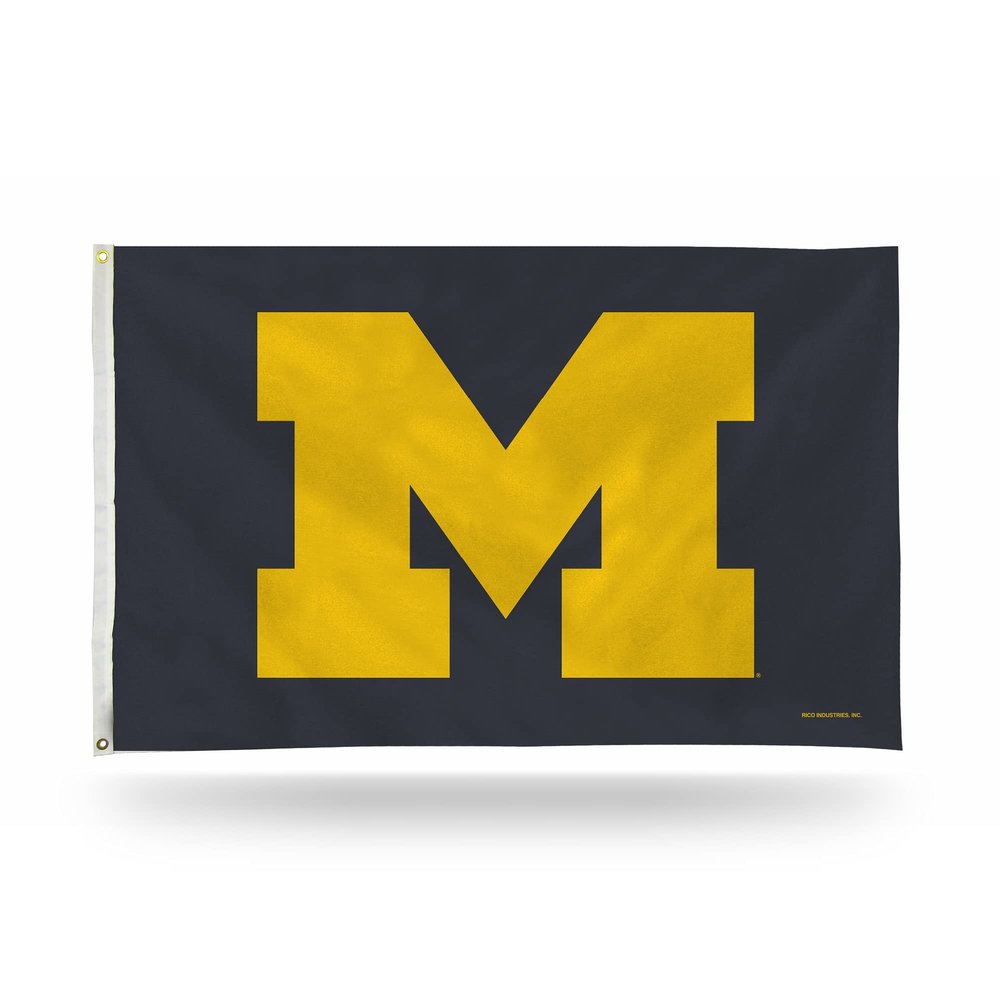 Rico Industries NCAA Michigan Wolverines Grey 3' x 5' Banner Flag Single Sided - Indoor or Outdoor - Home Dcor