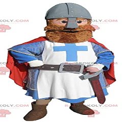 SPOTSOUND Knight REDBROKOLY Mascot dressed in red blue and white