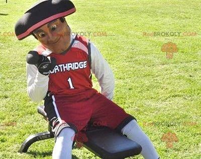 SPOTSOUND Patriot soldier REDBROKOLY Mascot dressed in red black and white