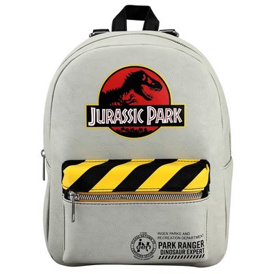 Bioworld Jurassic Park Dinosaur Movie Logo Caution Tape Grey Mini Backpack