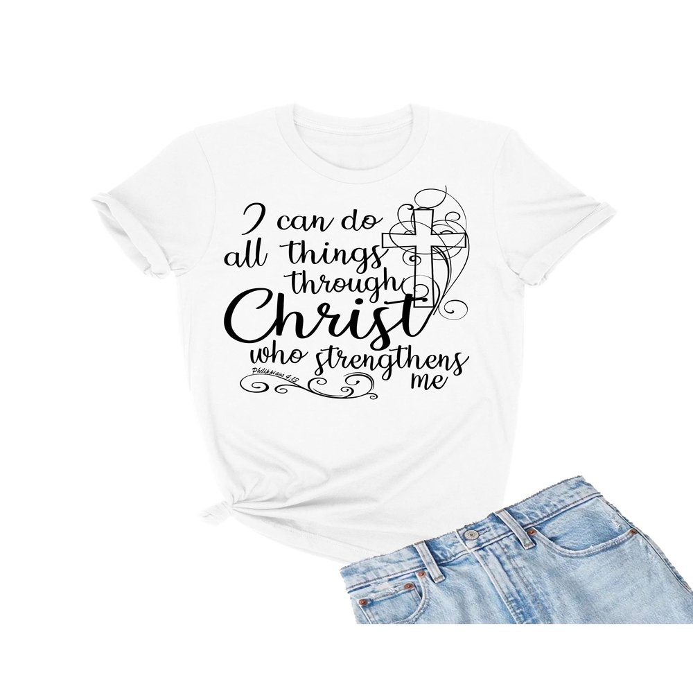 Go All Out X-Large White Adult I Can Do All Things Through Christ Who Strengthens Me T-Shirt